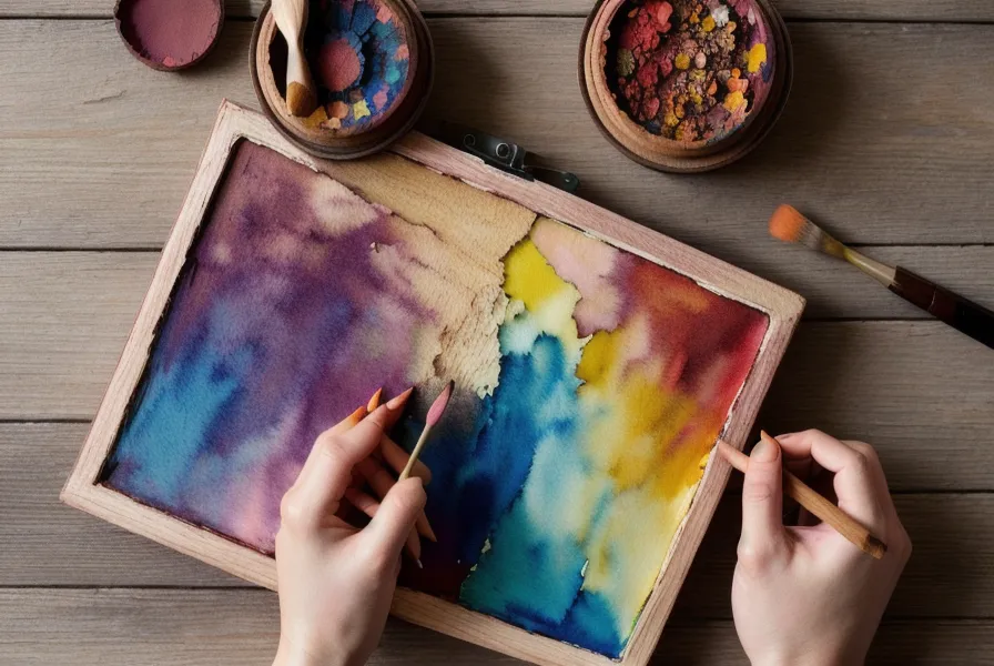 Illustratoren-Workflow beim Familienfotos bearbeiten: Aquarellpigmente neben den Lightroom HSL-Farbreglern auf dem Tablet