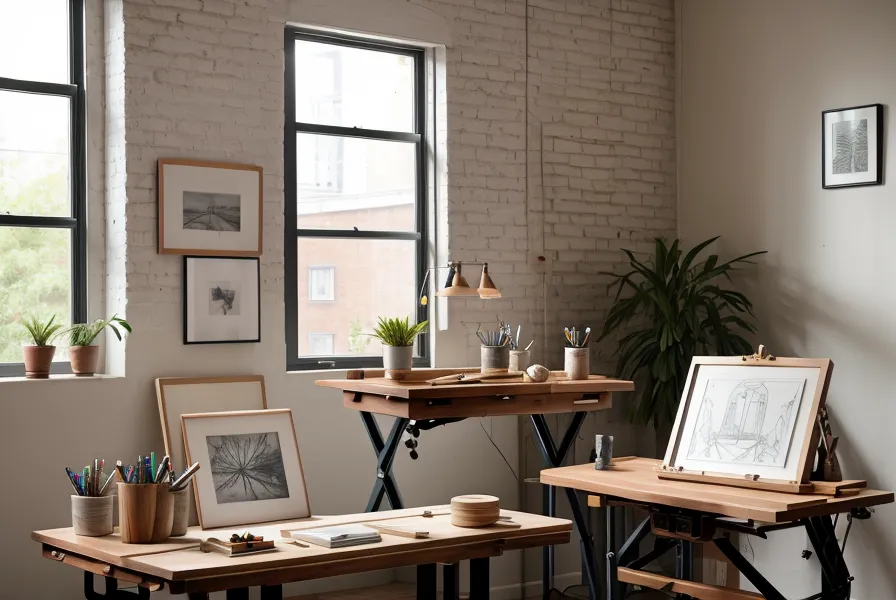 Gedruckte Familienfotos mit Notizen zur Bildbearbeitung für Illustratoren neben einer Sony Kamera im Atelier