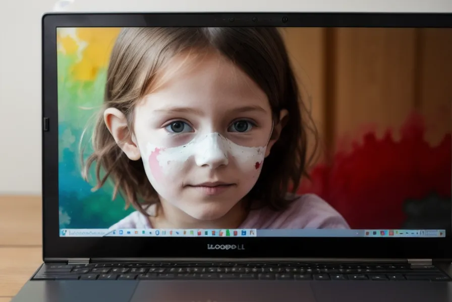 Detailaufnahme einer Lightroom-Maskierung mit dem Radialfilter auf einem Laptop-Bildschirm im Atelier.
